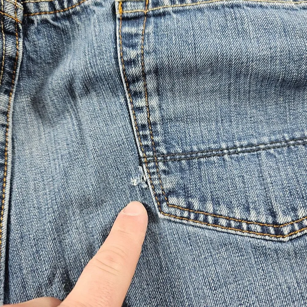 Ralph Lauren Jeans Mens 38x33 Blue Thompson Relaxed Loose Straight Distressed